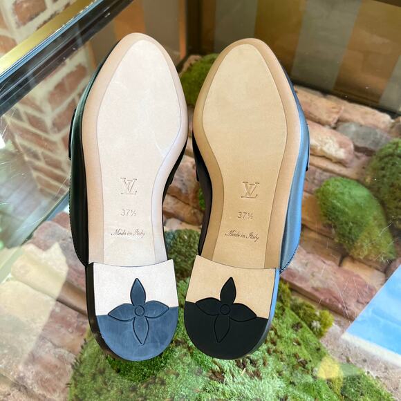 LOUIS VUITTON LV Capri Black Calf Leather Open Back Loafer Sz 37.5 - Picture 5 of 5